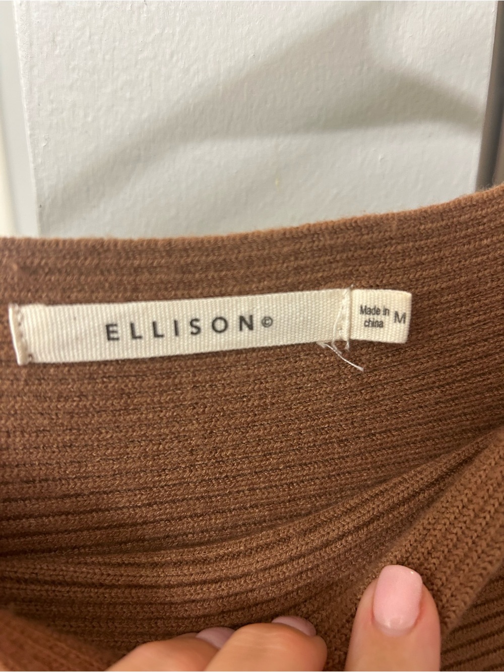 Ellison Chestnut Ribbed Drop-Shoulder Sweater - Picture 3 of 3